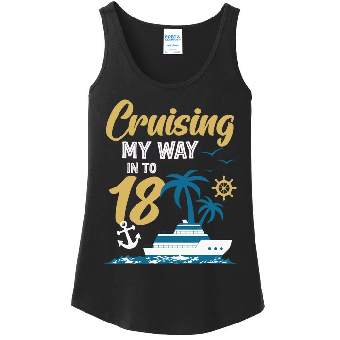 Cruising My Way Into 18th Birthday Cruise 18 Years Old Ladies Essential Tank