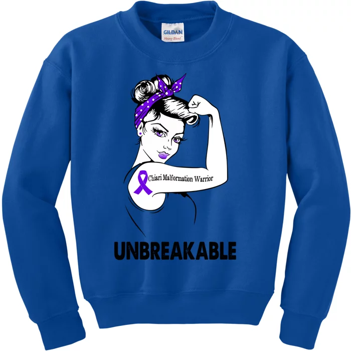 Chiari Malformation Warrior Unbreakable Gift Awareness Cool Gift Kids Sweatshirt