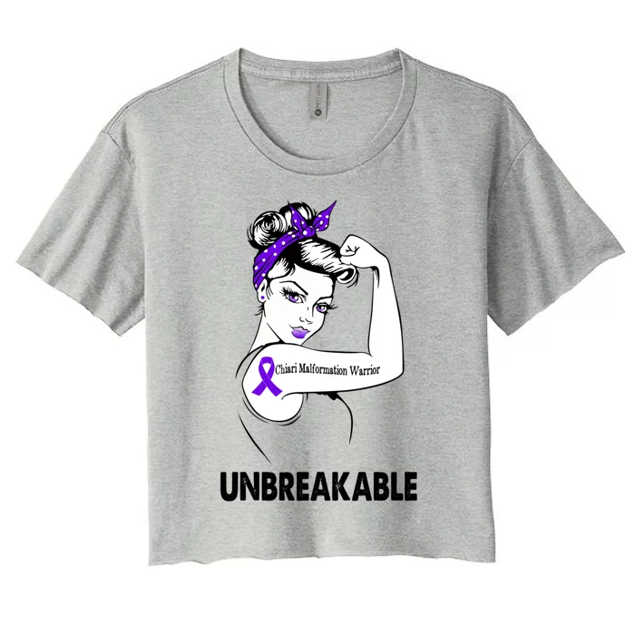 Chiari Malformation Warrior Unbreakable Gift Awareness Cool Gift Women's Crop Top Tee