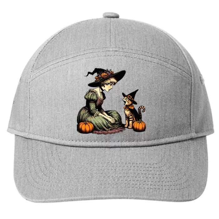 Cat Mom Witch Pumpkin Cat Halloween Women Halloween 7-Panel Snapback Hat