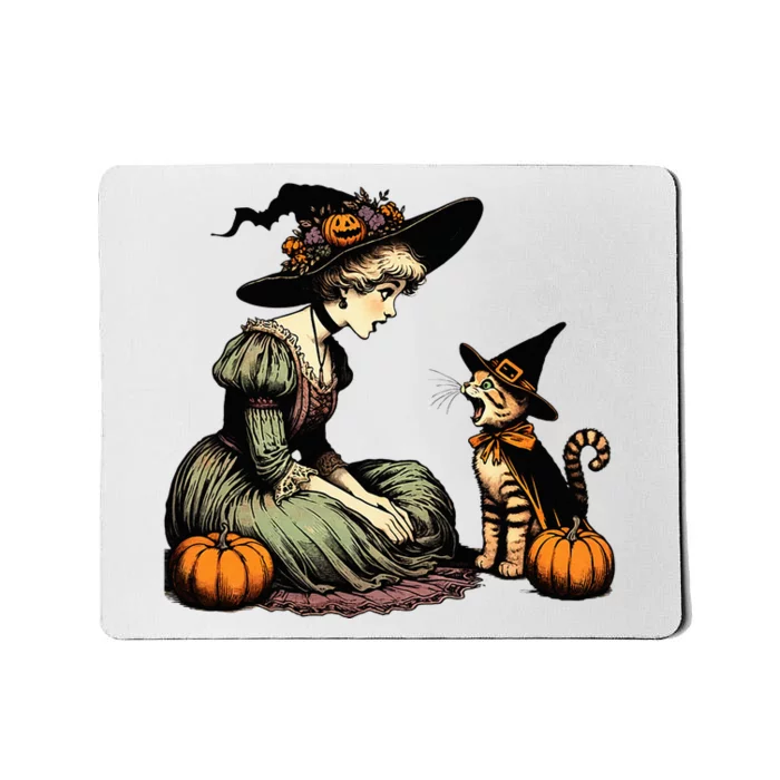 Cat Mom Witch Pumpkin Cat Halloween Women Halloween Mousepad