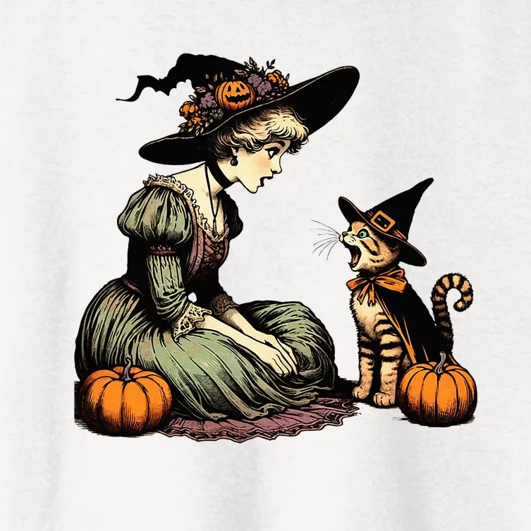 Cat Mom Witch Pumpkin Cat Halloween Women Halloween Women's Crop Top Tee