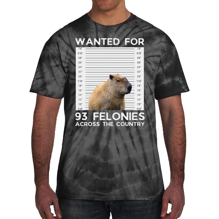 Capybara Mugshot Wanted For 93 Felonies Across The Country Tie-Dye T-Shirt