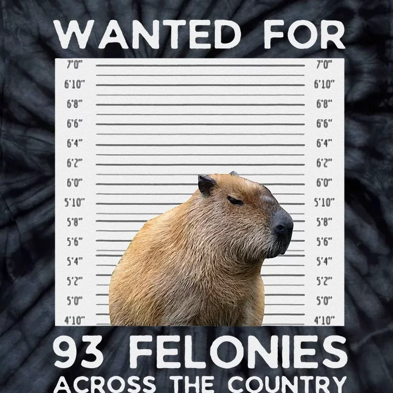 Capybara Mugshot Wanted For 93 Felonies Across The Country Tie-Dye T-Shirt