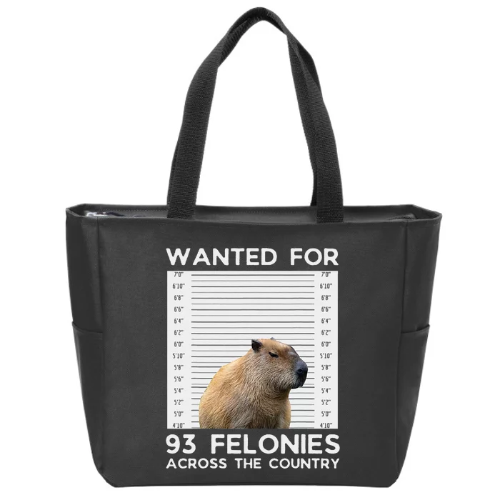 Capybara Mugshot Wanted For 93 Felonies Across The Country Zip Tote Bag