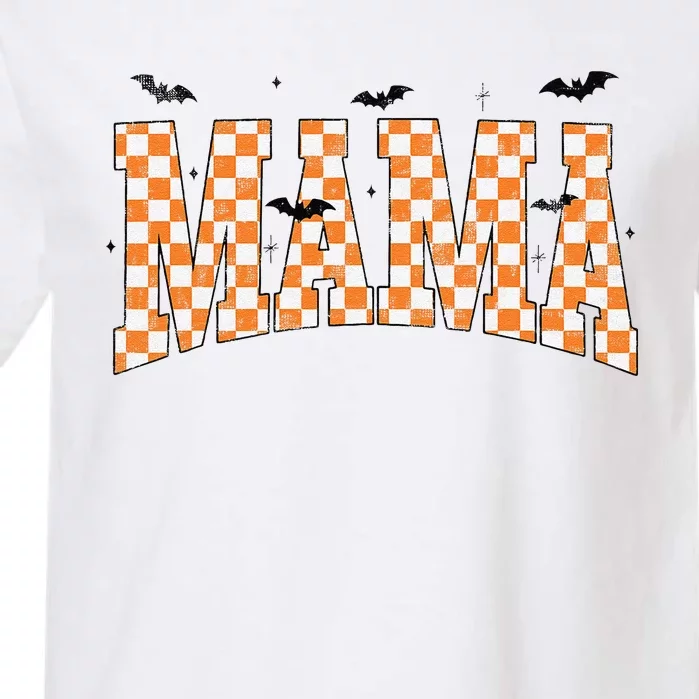 Checkerboard Mama With Spider Halloween Mama Spooky Vibes Gift Garment-Dyed Heavyweight T-Shirt