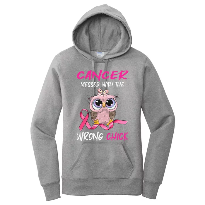 Cancer Messed With The Wrong Chick Cute Breast Cancer Gifts Women's Pullover Hoodie