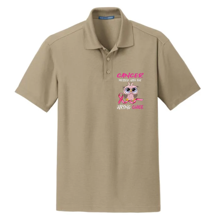 Cancer Messed With The Wrong Chick Cute Breast Cancer Gifts Dry Zone Grid Performance Polo