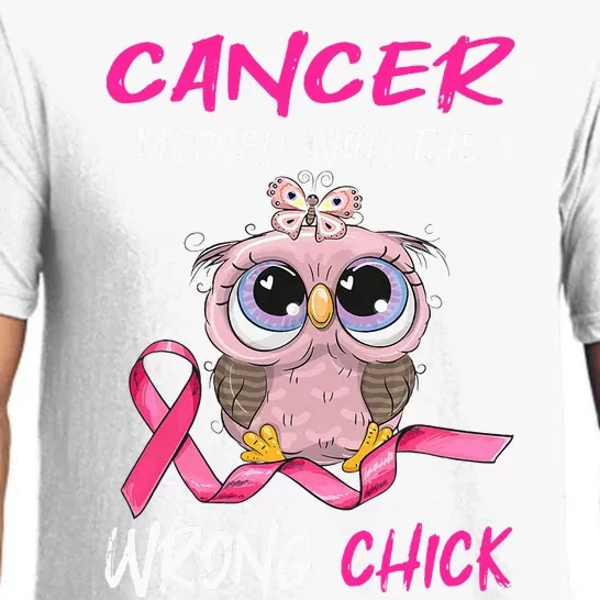 Cancer Messed With The Wrong Chick Cute Breast Cancer Gifts Pajama Set