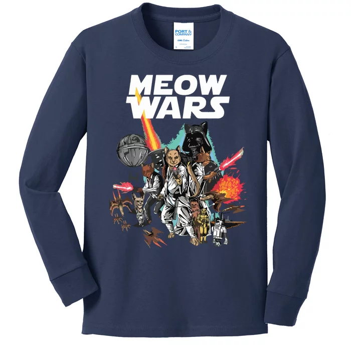 Cat Meow Wars Funny Cat Wars Cat Kids Long Sleeve Shirt