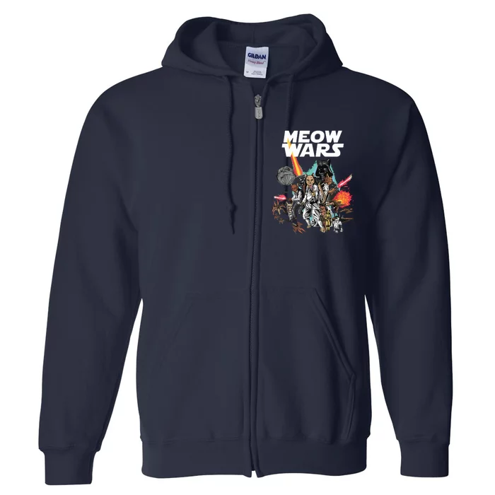 Cat Meow Wars Funny Cat Wars Cat Full Zip Hoodie