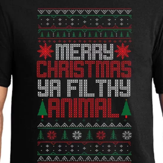 Christmas Merry Xmas Ya Filthy Animal Meme Lol Ugly Xmas Pajama Set