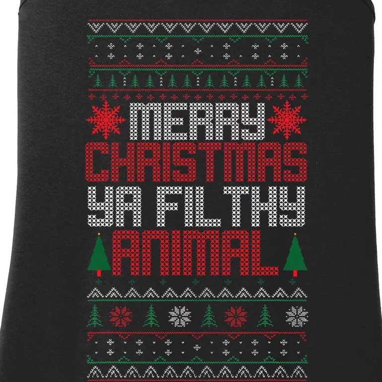 Christmas Merry Xmas Ya Filthy Animal Meme Lol Ugly Xmas Ladies Essential Tank