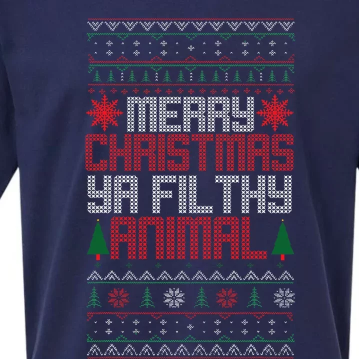 Christmas Merry Xmas Ya Filthy Animal Meme Lol Ugly Xmas Sueded Cloud Jersey T-Shirt