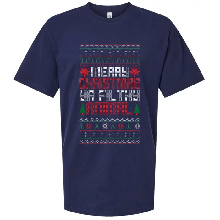 Christmas Merry Xmas Ya Filthy Animal Meme Lol Ugly Xmas Sueded Cloud Jersey T-Shirt