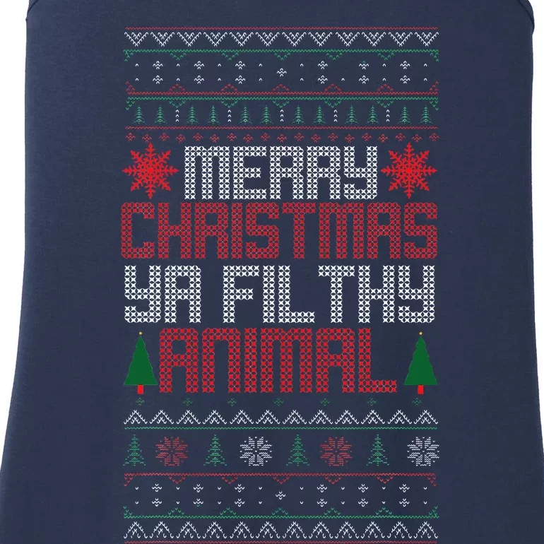 Christmas Merry Xmas Ya Filthy Animal Meme Lol Ugly Xmas Ladies Essential Tank