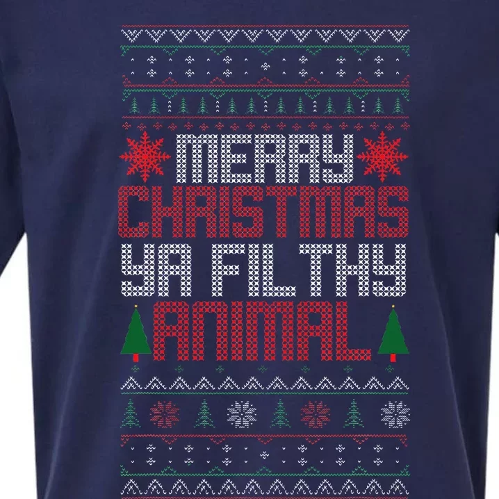 Christmas Merry Xmas Ya Filthy Animal Meme Lol Ugly Xmas Sueded Cloud Jersey T-Shirt