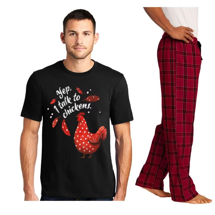 Chicken Mom Yep I Talk To Chickens Red Hen Polka Dot Pajama Set