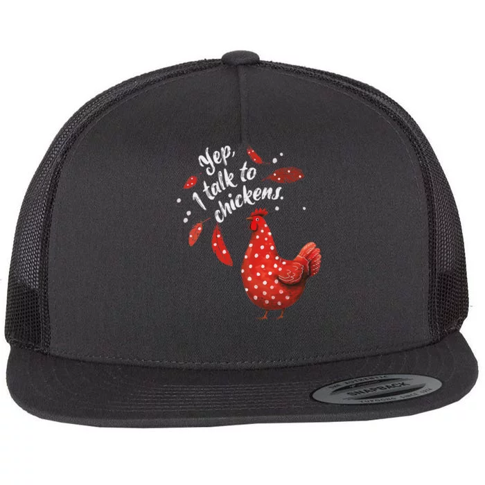 Chicken Mom Yep I Talk To Chickens Red Hen Polka Dot Flat Bill Trucker Hat