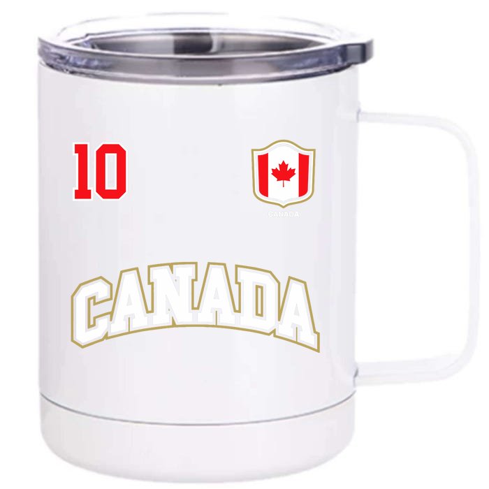 Canada Number 10 Soccer Team Sports Canadian Flag Front & Back 12oz Stainless Steel Tumbler Cup