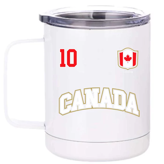 Canada Number 10 Soccer Team Sports Canadian Flag Front & Back 12oz Stainless Steel Tumbler Cup