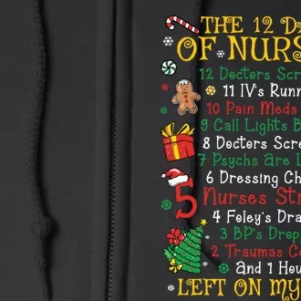 Christmas Nurse 12 Days Of Nursing Full Zip Hoodie