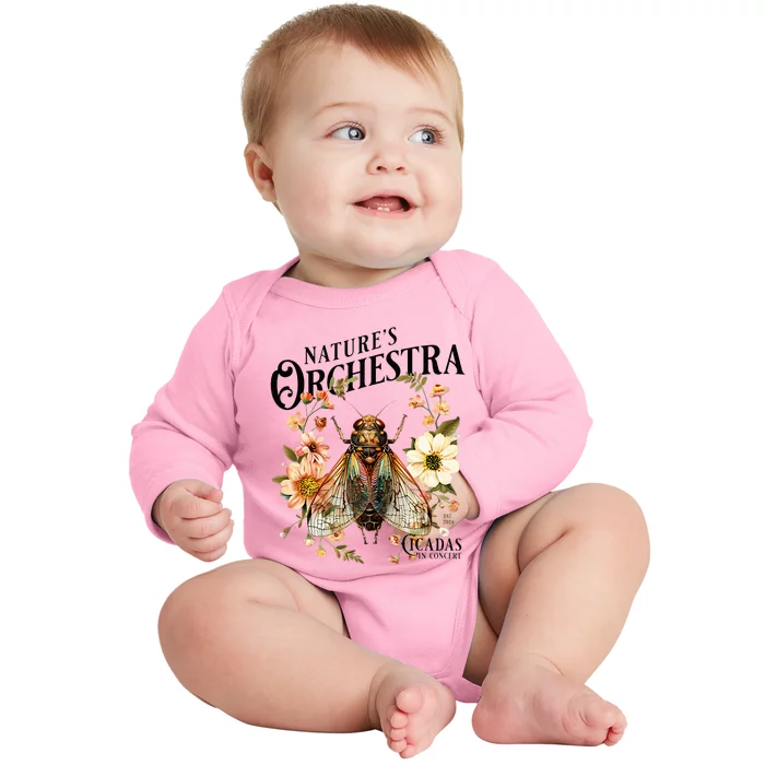 Cicada Nature 2024 Bug Lover Country Flowers Baby Long Sleeve Bodysuit