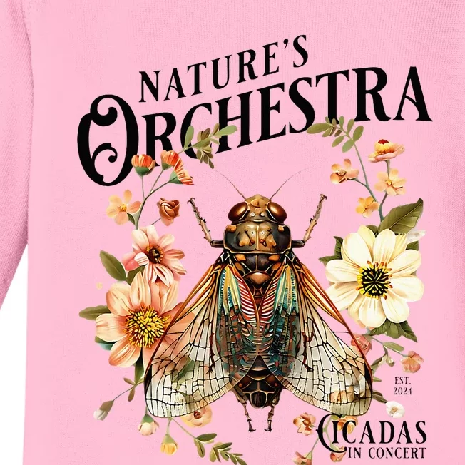 Cicada Nature 2024 Bug Lover Country Flowers Baby Long Sleeve Bodysuit