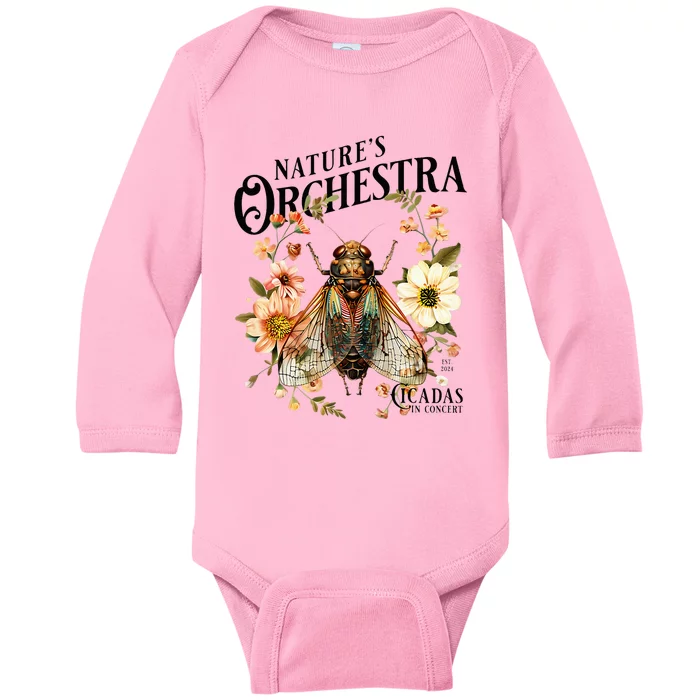 Cicada Nature 2024 Bug Lover Country Flowers Baby Long Sleeve Bodysuit