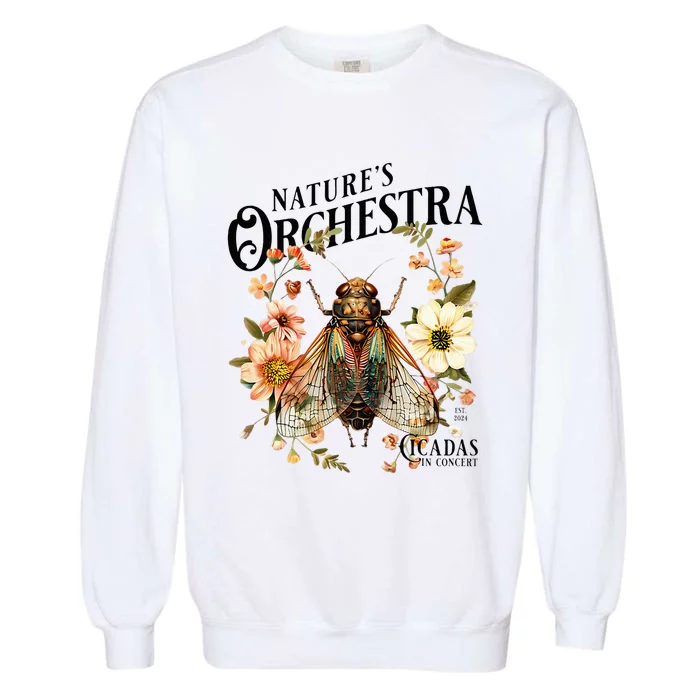 Cicada Nature 2024 Bug Lover Country Flowers Garment-Dyed Sweatshirt