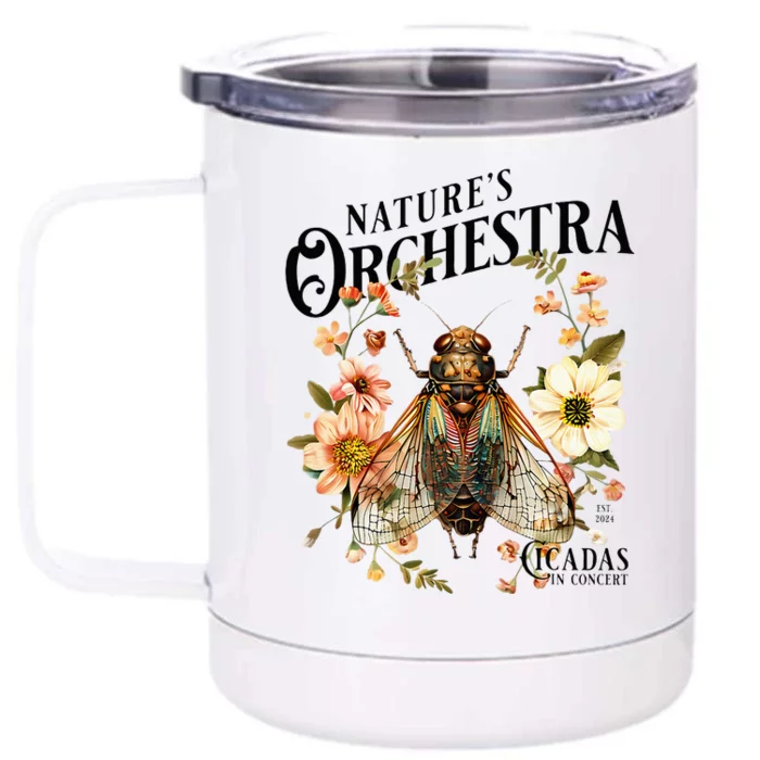 Cicada Nature 2024 Bug Lover Country Flowers Front & Back 12oz Stainless Steel Tumbler Cup