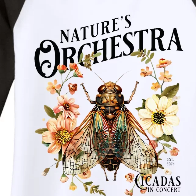 Cicada Nature 2024 Bug Lover Country Flowers Women's Tri-Blend 3/4-Sleeve Raglan Shirt