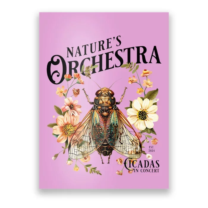 Cicada Nature 2024 Bug Lover Country Flowers Poster