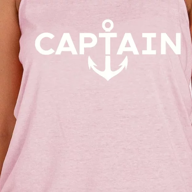 CAPTAIN NAUTICAL ANCHOR BOATER SAILOR YACHTING BOAT OWNER Women's Knotted Racerback Tank