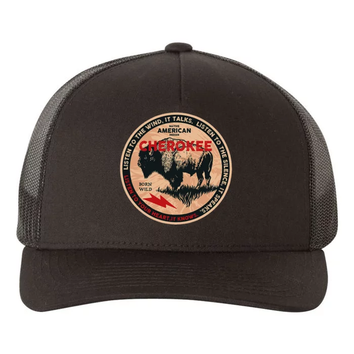 Cherokee Native American Indian Born Freedom Wild Buffalo Yupoong Adult 5-Panel Trucker Hat