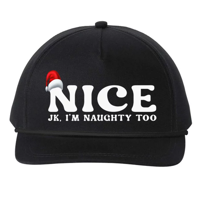 Couple Naughty And Nice Christmas Pajama On The Nice List Gift Snapback Five-Panel Rope Hat