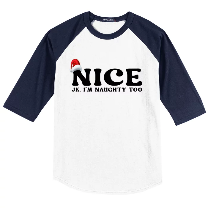 Couple Naughty And Nice Christmas Pajama On The Nice List Meaningful Gift Baseball Sleeve Shirt