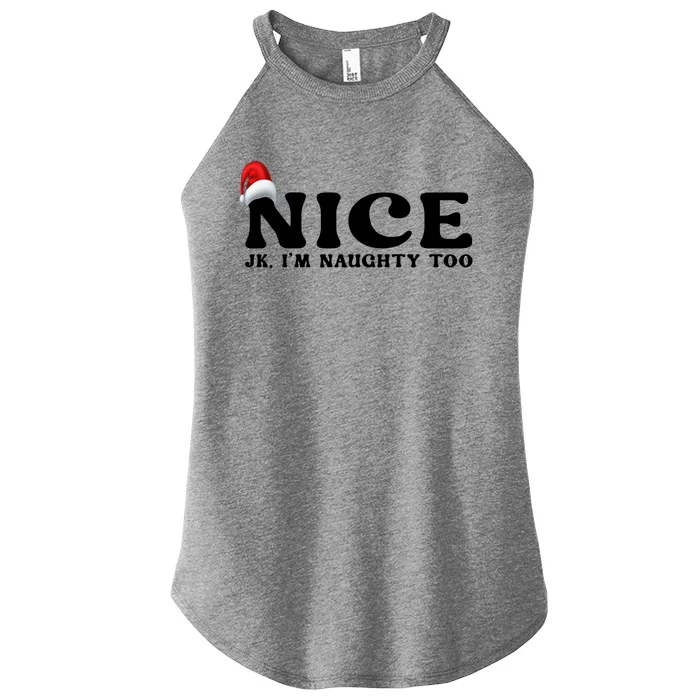 Couple Naughty And Nice Christmas Pajama On The Nice List Meaningful Gift Women’s Perfect Tri Rocker Tank