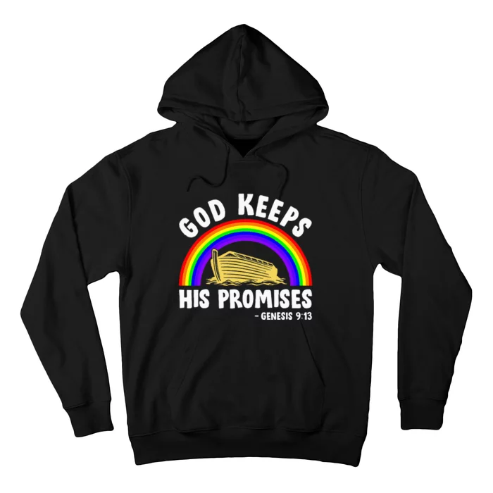 Christian Noah Ark Jesus God Keeps His Promises Rainbow Hoodie