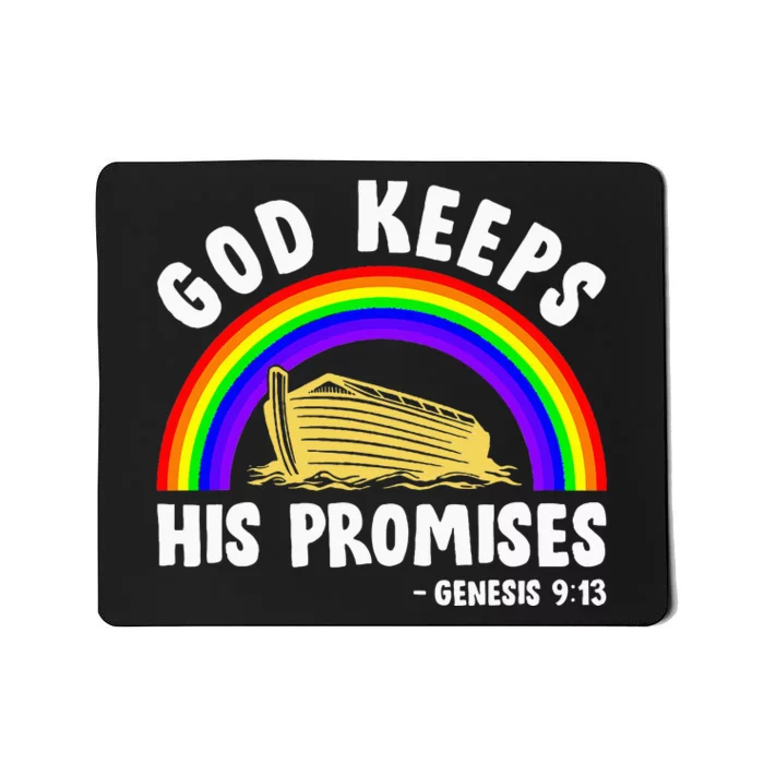 Christian Noah Ark Jesus God Keeps His Promises Rainbow Mousepad