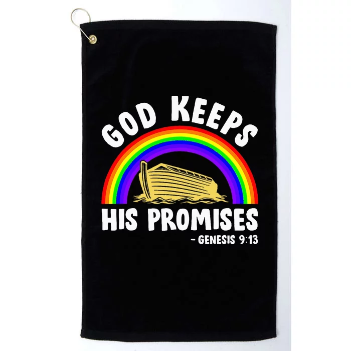 Christian Noah Ark Jesus God Keeps His Promises Rainbow Platinum Collection Golf Towel