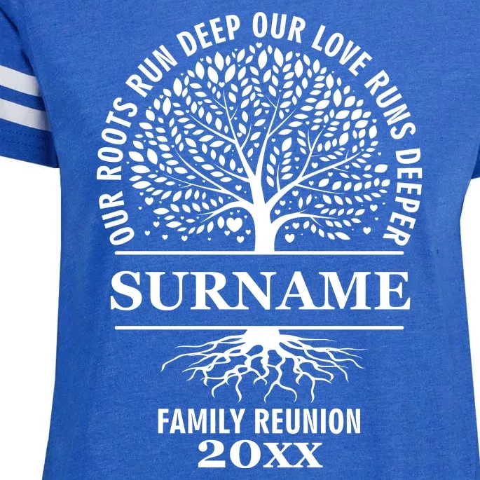 Custom Name And Year Family Reunion Our Roots Run Deep Our Love Runs Deeper Enza Ladies Jersey Football T-Shirt