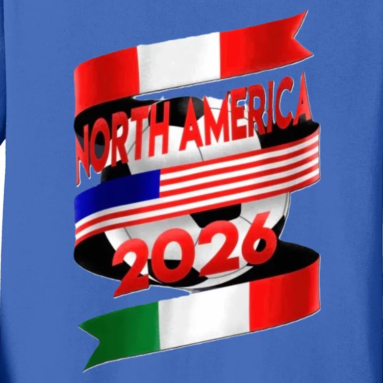 Cool North America Canada Mexico Soccer Cup 2026 Kids Long Sleeve Shirt