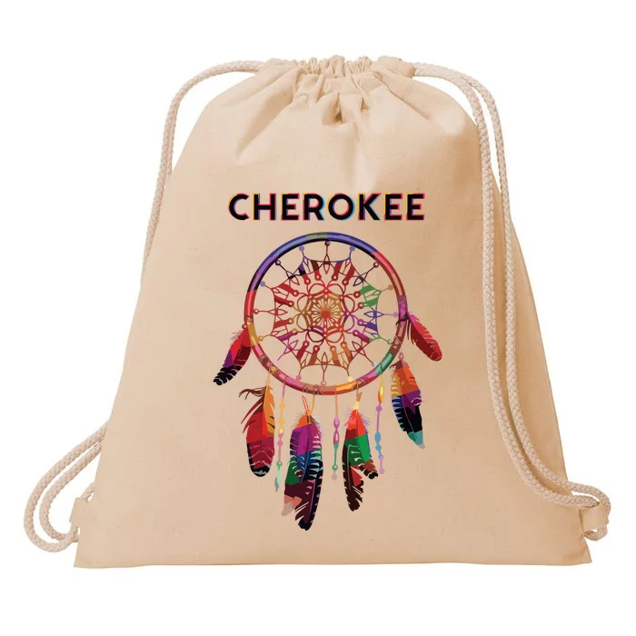 Cherokee Native American Indian Colorful Dreamcatcher Tribal Drawstring Bag