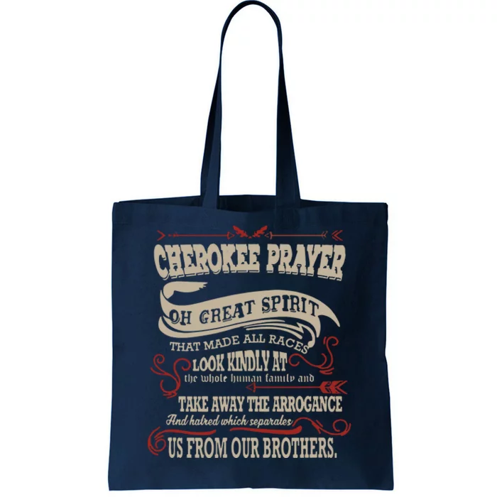 Cherokee Native American Prayer Tote Bag