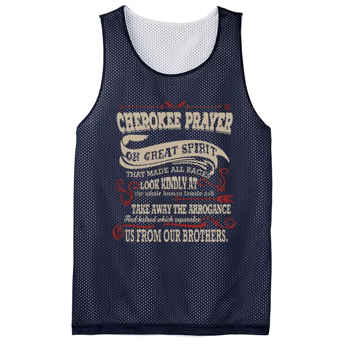 Cherokee Native American Prayer Mesh Reversible Basketball Jersey Tank