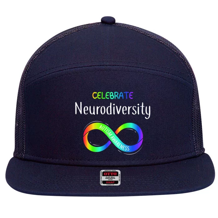 Celebrate Neurodiversity Autism Awareness Month Infinity 7 Panel Mesh Trucker Snapback Hat