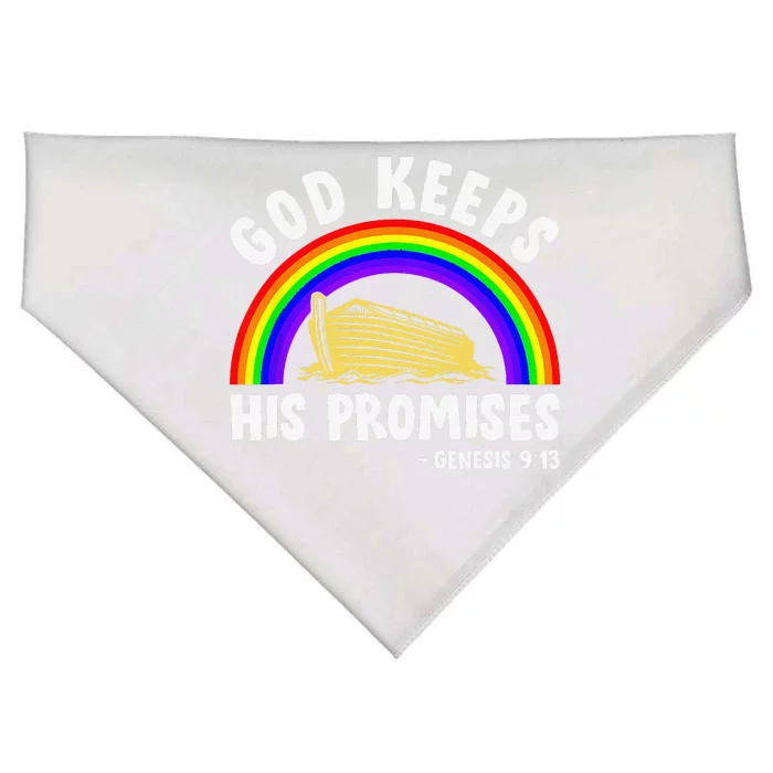 Christian Noah Ark Jesus God Keeps His Promises Rainbow USA-Made Doggie Bandana