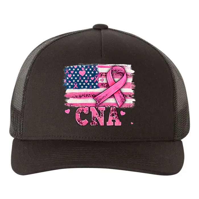 Cna Nurse American Flag P.I.N.K Ribbon Breast Cancer Awareness Yupoong Adult 5-Panel Trucker Hat