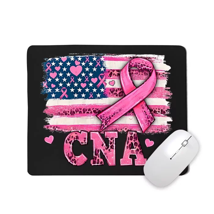 Cna Nurse American Flag P.I.N.K Ribbon Breast Cancer Awareness Mousepad